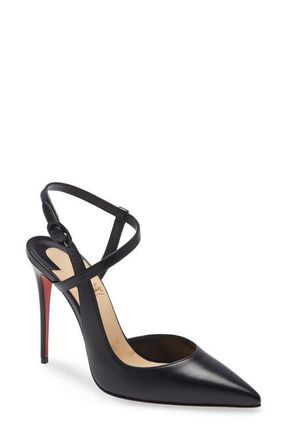 Christian Louboutin Jenlove Ankle Strap Pointed Toe Pump in Bk01 Black at Nordstrom, Size 10.5Us
