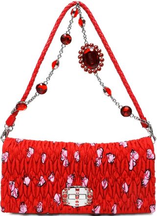 Miu Miu Borsa a spalla matelassé con cristalli anni 2010 - Rosso