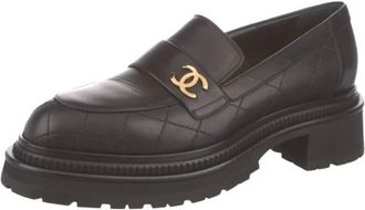 Chanel Black Quilted Leather Chunky Platform Loafers Size 40