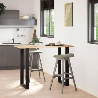 Berkfield Home Coffee Table Legs U-Shaped 2 pcs Black 60x(100-101) cm Steel