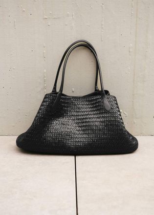 Mango Borsa spalla grande pelle intrecciata nero - Donna - Taglia unica - MANGO
