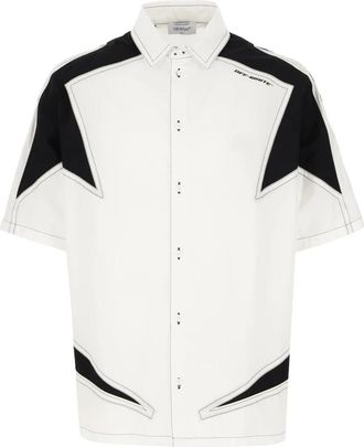 Off-white Panelled Shirt - Heren - Korte mouwen Overhemden - Wit - L - Katoen - Overhemden