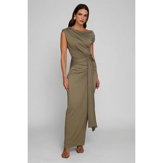 Six Stories Knot Detail Maxi Dress in Green at Nordstrom, Size 10