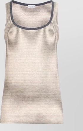 Brunello Cucinelli linen striped sleeveless tank top