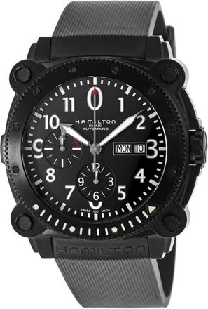 Hamilton Khaki Below 46mm Chronograph Black Dial Rubber Strap Mens Watch H78686333