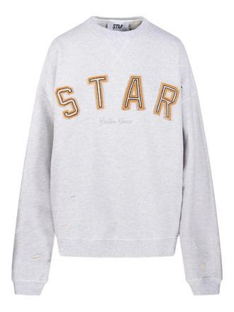 Golden Goose Star/ Unisex Oversize Crewneck/ Heavy Fleece/ Destroyed Wash/ Star Vintage Patch