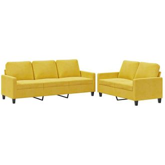 vidaXL Vidaxl - Juego De Sof&aacute;s Con Cojines 2 Piezas Terciopelo Amarillo