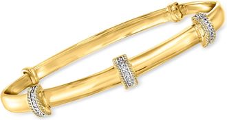 Ross-Simons Diamond Station Bangle Bracelet in 14kt Gold Over Sterling