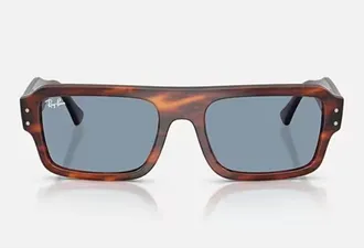 Ray-Ban Flacko Bio-Based Blue Rectangular Unisex Sunglasses RB4454F 139856 53