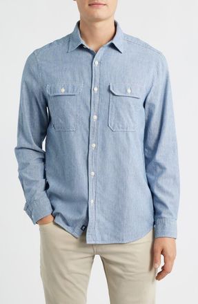 Vineyard Vines Montauk Indigo Stripe Button-Up Shirt in Moonshine at Nordstrom, Size Xx-Large