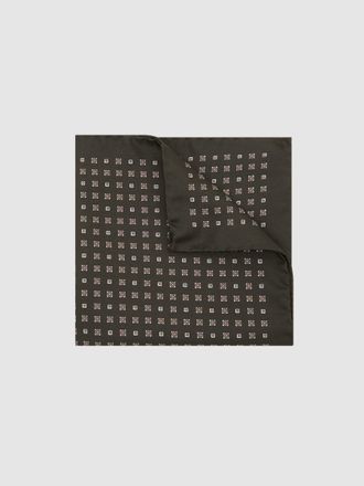 Reiss Khaki Green Silk Micro Diamond-print Pocket Square