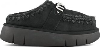Mou Womens Bounce Metal Logo Clogs In Black