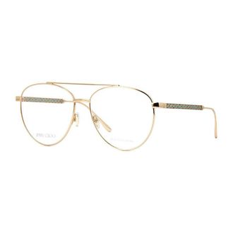 Jimmy Choo London Eyeglasses Aviator Full Rim, Gold/green Frame And Clear Demo Lenses Lens Jc2160Pef00