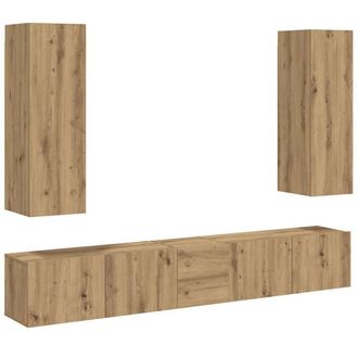 Berkfield Home Wall Mounted TV cabinets 5 pcs Artisan Oak Engineered Wood in Brown