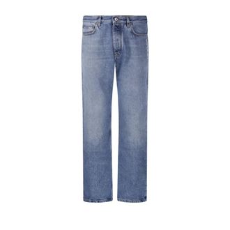 Off-white Straight Jeans, male, Blue, Size: W33 Half Arrow Slim Relax Jeans