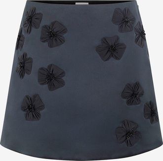 Moncler Taft-Minirock mit Bl&uuml;tenapplikationen