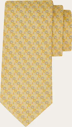 Ferragamo Men Frog print silk tie Yellow