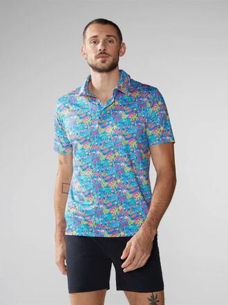 Chubbies The Tropical Bunch Polo Shirt Mens Multi Collared Performance RED258