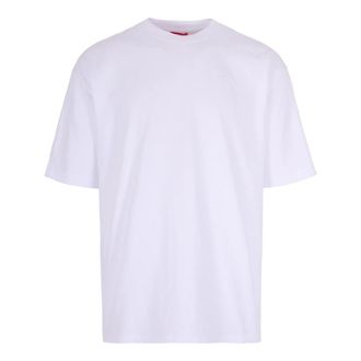 Diesel T-Shirts, male, White, Size: S Loose fit Girocollo a costine 100% Cotone