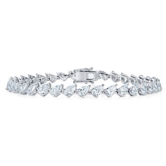 The Diamond Store LUXE 8.00ct Lab Diamond Tennis Bracelet with IGI Certified Pear-Cut Diamonds in 18K White Gold