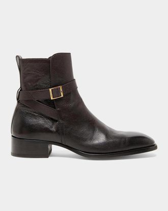 Tom Ford Men & apos;s Hainaut Grained Leather Buckle Boots