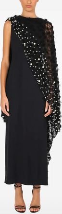 Lethicia Bronstein Íris faux-pearl-embellished cape dress - Black