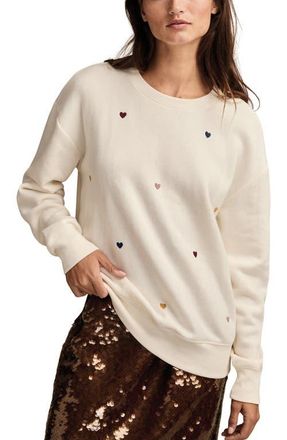 Lucky Brand Valentine Heart Crewneck Sweatshirt in Cream Multi at Nordstrom, Size X-Small