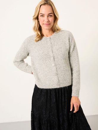Fat Face FatFace Bodhi Grey Fluffy Knitted Cardigan