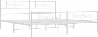 vidaXL Vidaxl - Estructura cama sin colchón con estribo metal blanco 193x203 cm