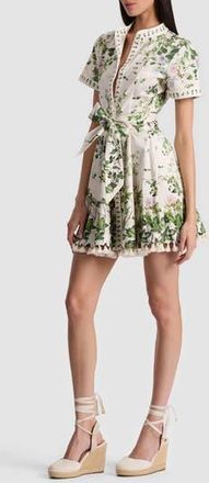 Alice & Olivia Lucy Stretch Cotton Mini Shirtdress in Ivy Romance at Nordstrom Rack, Size 12