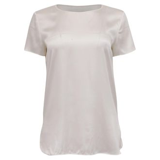 Max Mara Leisure Cortona T-Shirt in Off-White Silk Satin