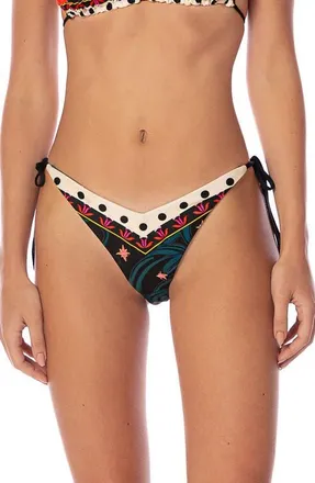 Maaji Flamingo Night Sunshine Bikini Bottoms in Black Multi at Nordstrom, Size Medium