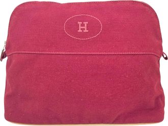 Herm&egrave;s Red Color Canvas Pouch (Pre-Owned)