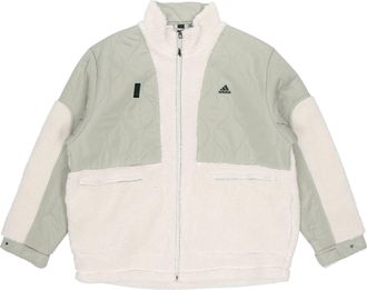 adidas Mens adidas Wj Mixboa Jkt Martial Arts Series Lambs Wool Splicing Stand Collar Sports Logo Jacket Creamy White H40244