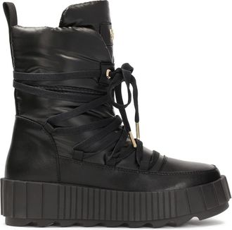 Kazar Zwarte damessneeuwlaarzen op een dikke zool - Dames - Winterlaarzen - Zwart - 36 EU - Leer - Schoenen