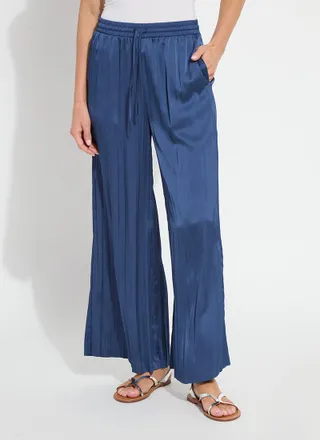 Lyss&eacute; The Packable Pleated Palazzo Pant - Capri Blue (28 Inseam)