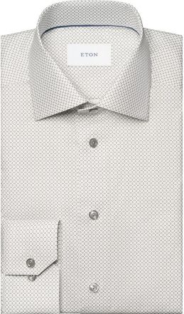 Eton Slim Fit Geometric Print Dress Shirt in Light Grey at Nordstrom, Size 14.5