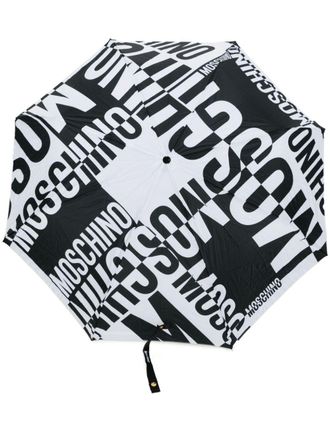 Moschino Paraplu met logoprint - Zwart