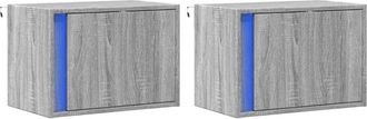 vidaXL Vidaxl - Wall-mounted Bedside Cabinets with led Lights 2 pcs Grey Sonoma