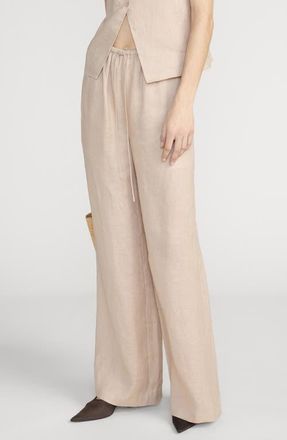 Frame Denim Linen Drawstring Lounge Pants in Flax at Nordstrom, Size X-Large