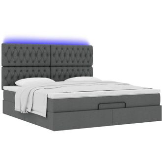 vidaXL Vidaxl - Estructura Cama Otomana Colch&oacute;n Tela Gris Oscuro 160x200 Cm