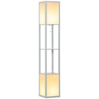 HOMCOM Shelf Floor Lamp with Dual Light - for Living Room - Bedroom - Black | TJ Hughes