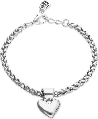 UNOde50 Chain Bracelet with Sterling Silver Plated Heart Detail at Nordstrom, Size Medium
