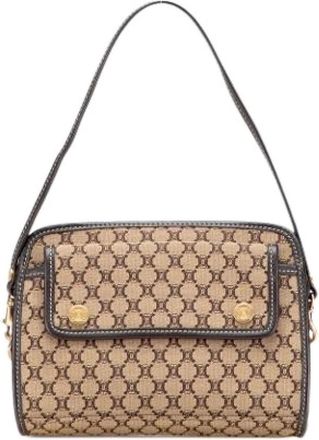 Celine Pre-owned Shoulder Bags, female, Beige, Size: ONE SIZE Pre-owned Canvas handbags