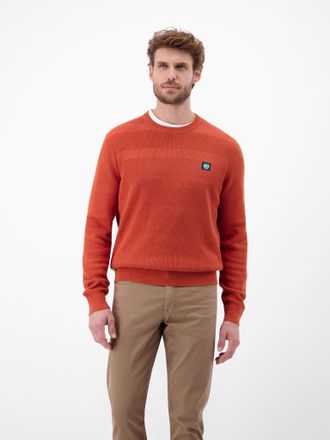 Lerros Strickpullover LERROS, Herren, Gr. XXL, scandinavian rot, Strick, Obermaterial: 100% Baumwolle, gestreift, regular fit normal, Rundhals, Rippb&uuml;ndchen,