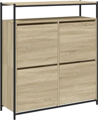 vidaXL Vidaxl - Shoe Cabinet with 4 Flip-Drawers Sonoma Oak 100x34x112 cm