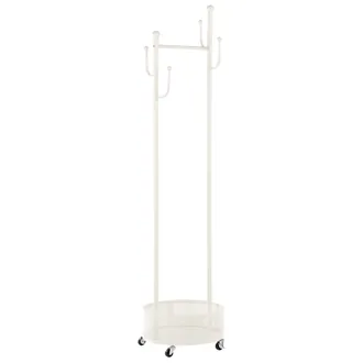 Beliani Perchero Moderno De Metal Con Estante Para Guardar Zapatos Con Ruedas Blanco Vezelay