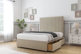 Comfort Beds Denver Coniston Divan Base 2 Drawers - 26 Headboard in Cream | Size: Single