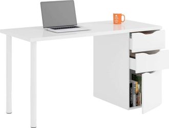 HOGAR 24 Hogar24 - Mesa Escritorio con cajones Athena Blanco artik 135x74x60 cm