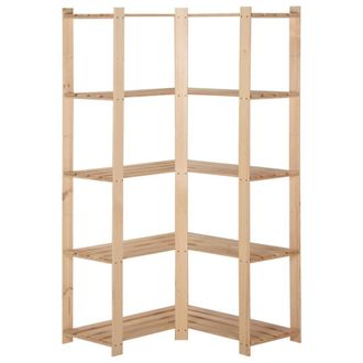 Berkfield Home 5-Tier Storage Corner Rack 82.5x82.5x170 cm Solid Pinewood in Light Tan